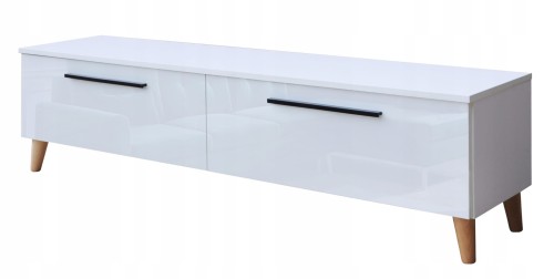 SZAFKA RTV BIAŁA POŁYSK 140 cm STYL NOWOCZESNY 