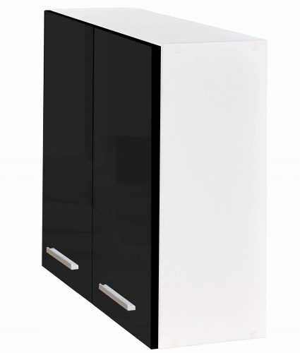 Szafka łazienkowa wisząca 70 cm Połysk czerń parapet 