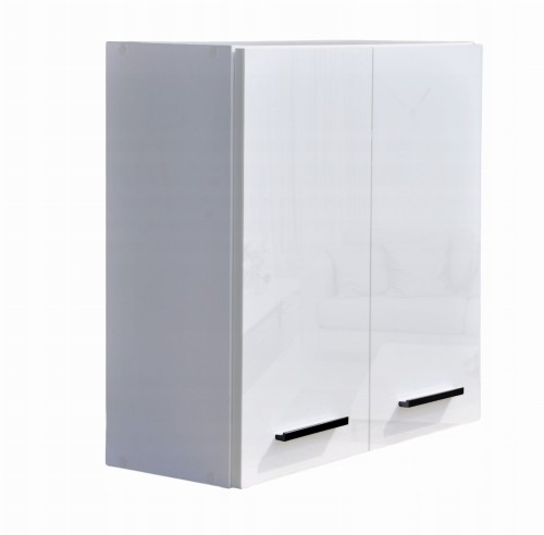 Szafka łazienkowa wisząca 60 cm Połysk czarny uchwyt